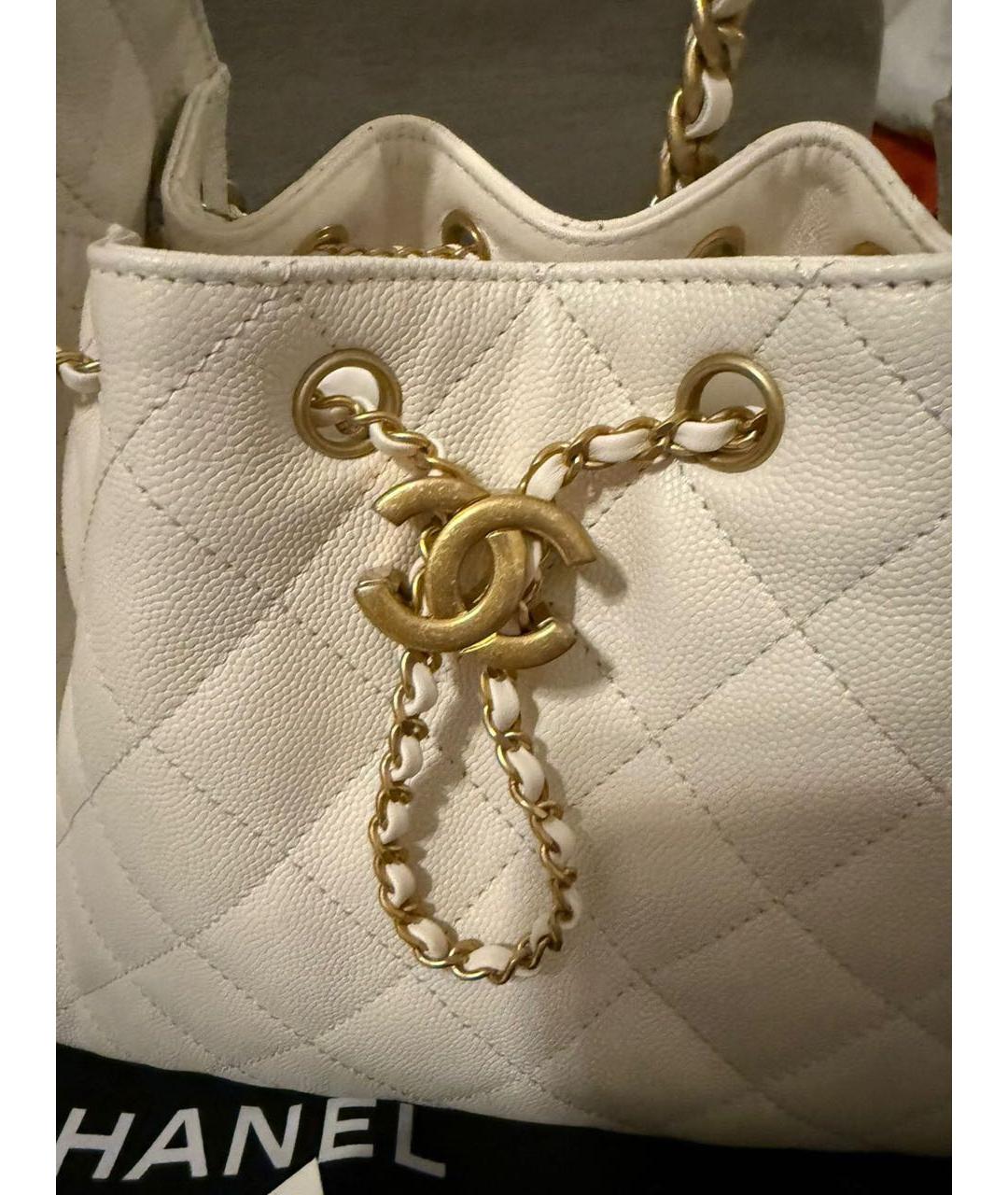 CHANEL Белая кожаная сумка через плечо, фото 3