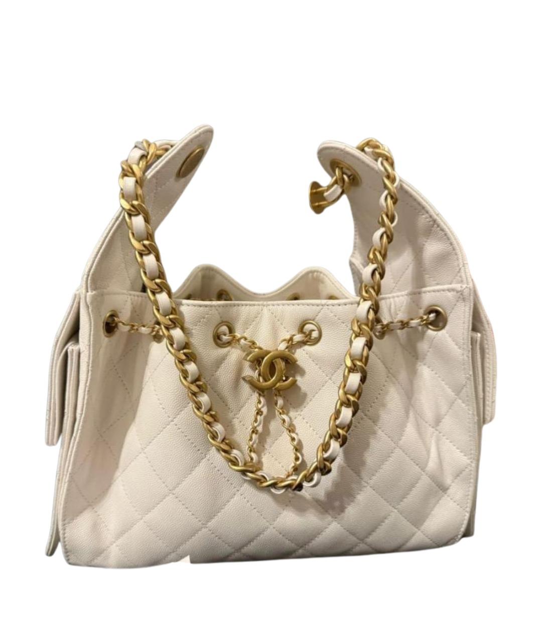 CHANEL Белая кожаная сумка через плечо, фото 1