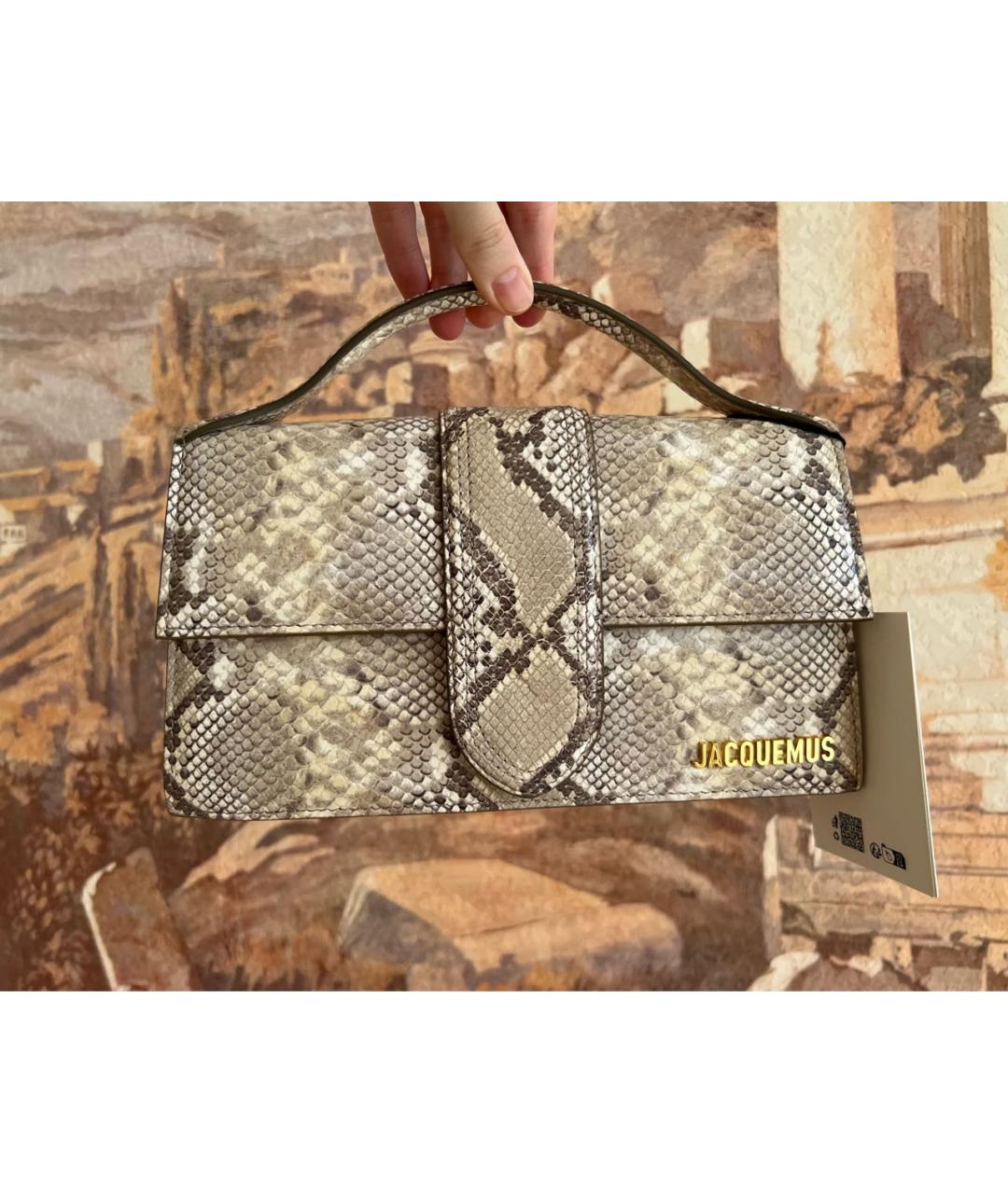 JACQUEMUS Бежевая кожаная сумка через плечо, фото 5