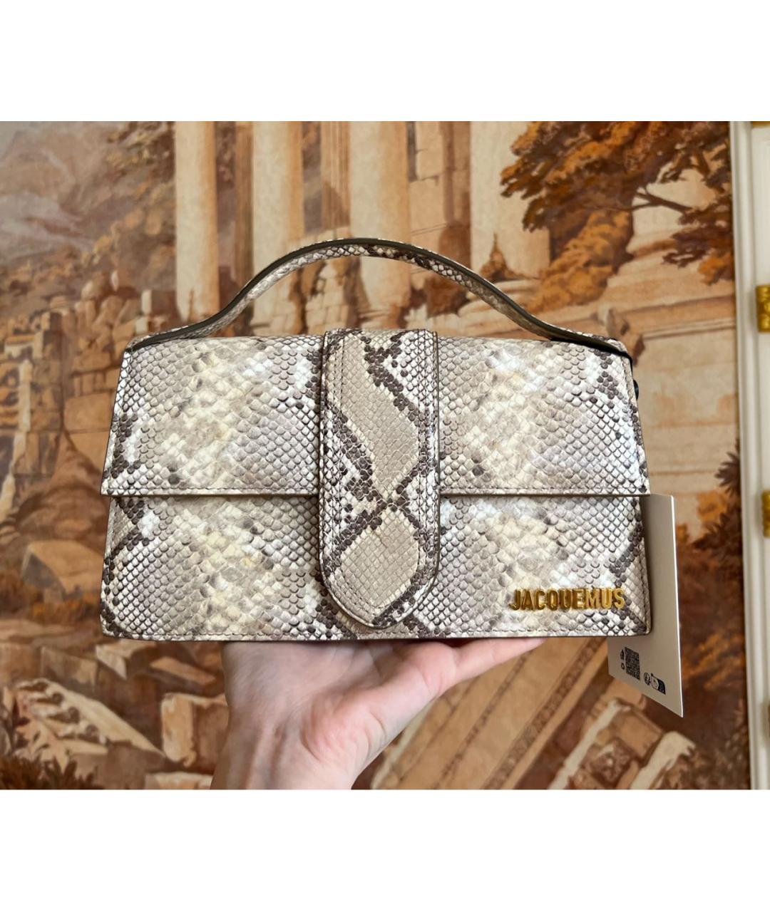 JACQUEMUS Бежевая кожаная сумка через плечо, фото 8