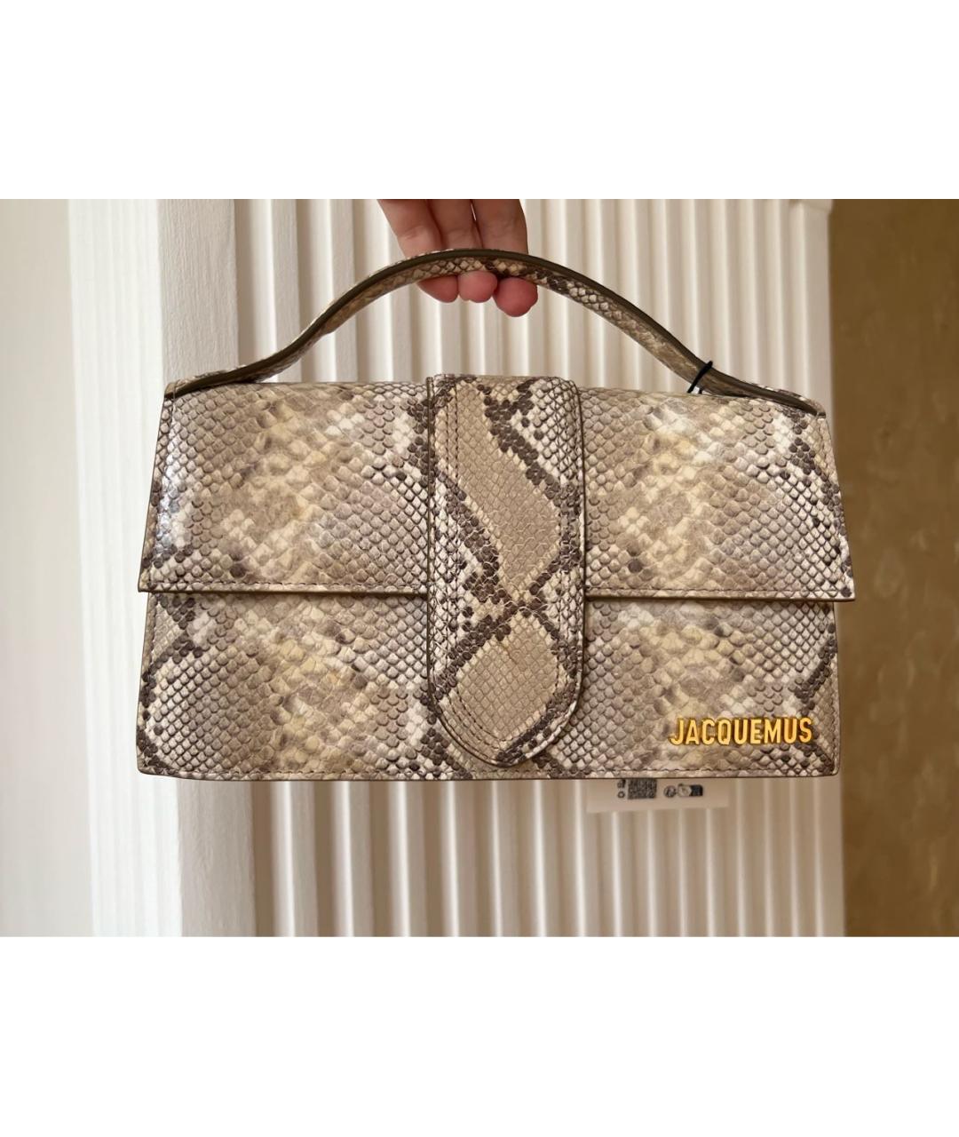 JACQUEMUS Бежевая кожаная сумка через плечо, фото 2