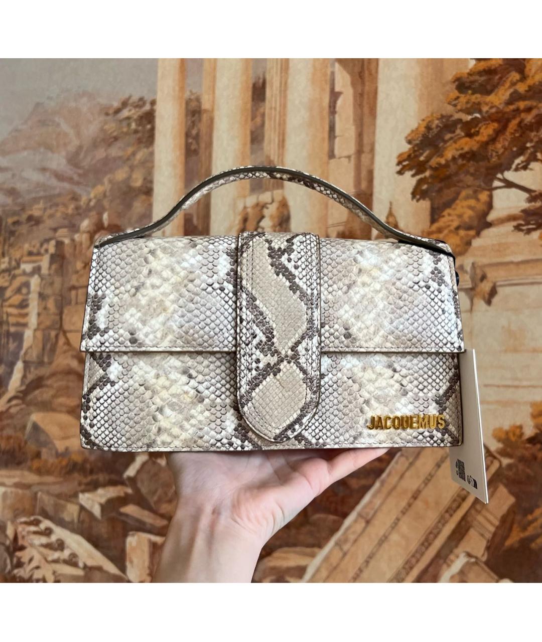 JACQUEMUS Бежевая кожаная сумка через плечо, фото 7