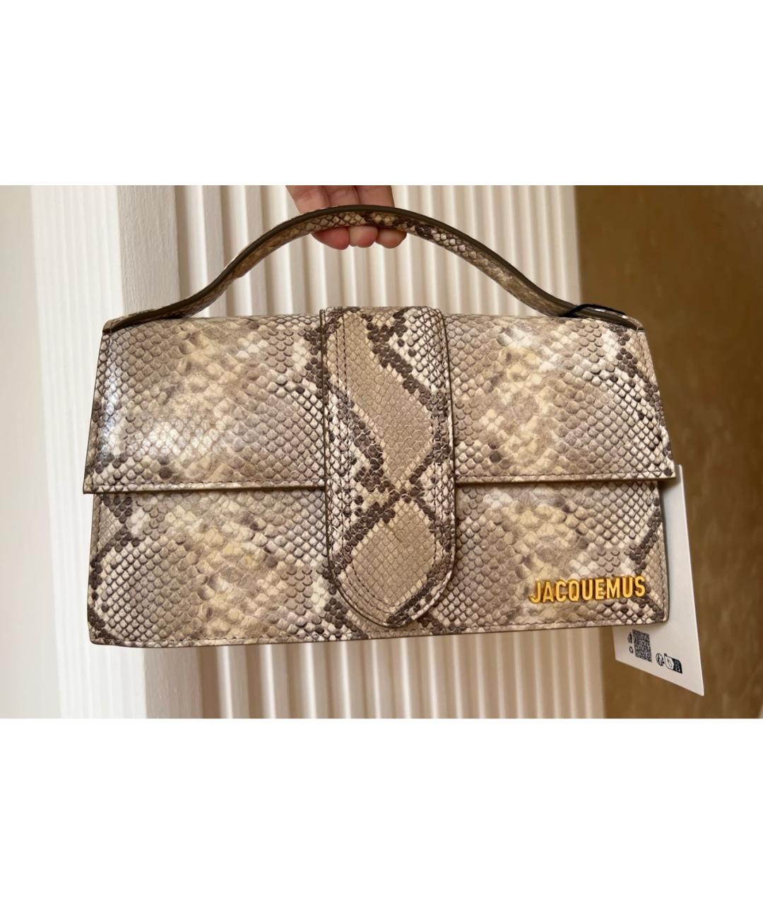 JACQUEMUS Бежевая кожаная сумка через плечо, фото 4