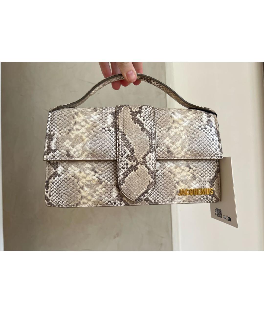 JACQUEMUS Бежевая кожаная сумка через плечо, фото 6