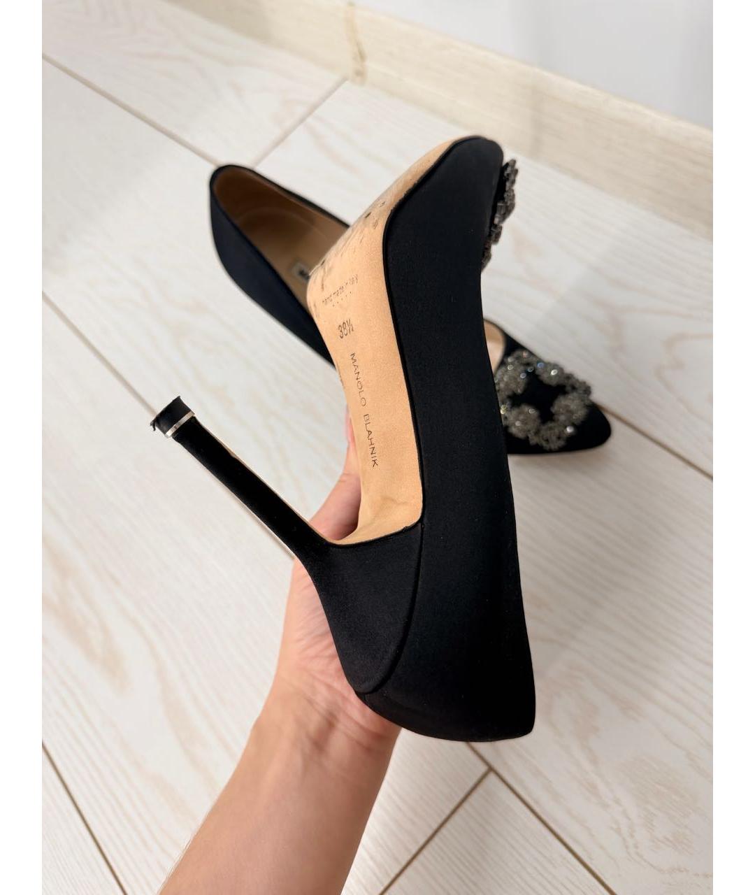 MANOLO BLAHNIK Черные текстильные туфли, фото 6