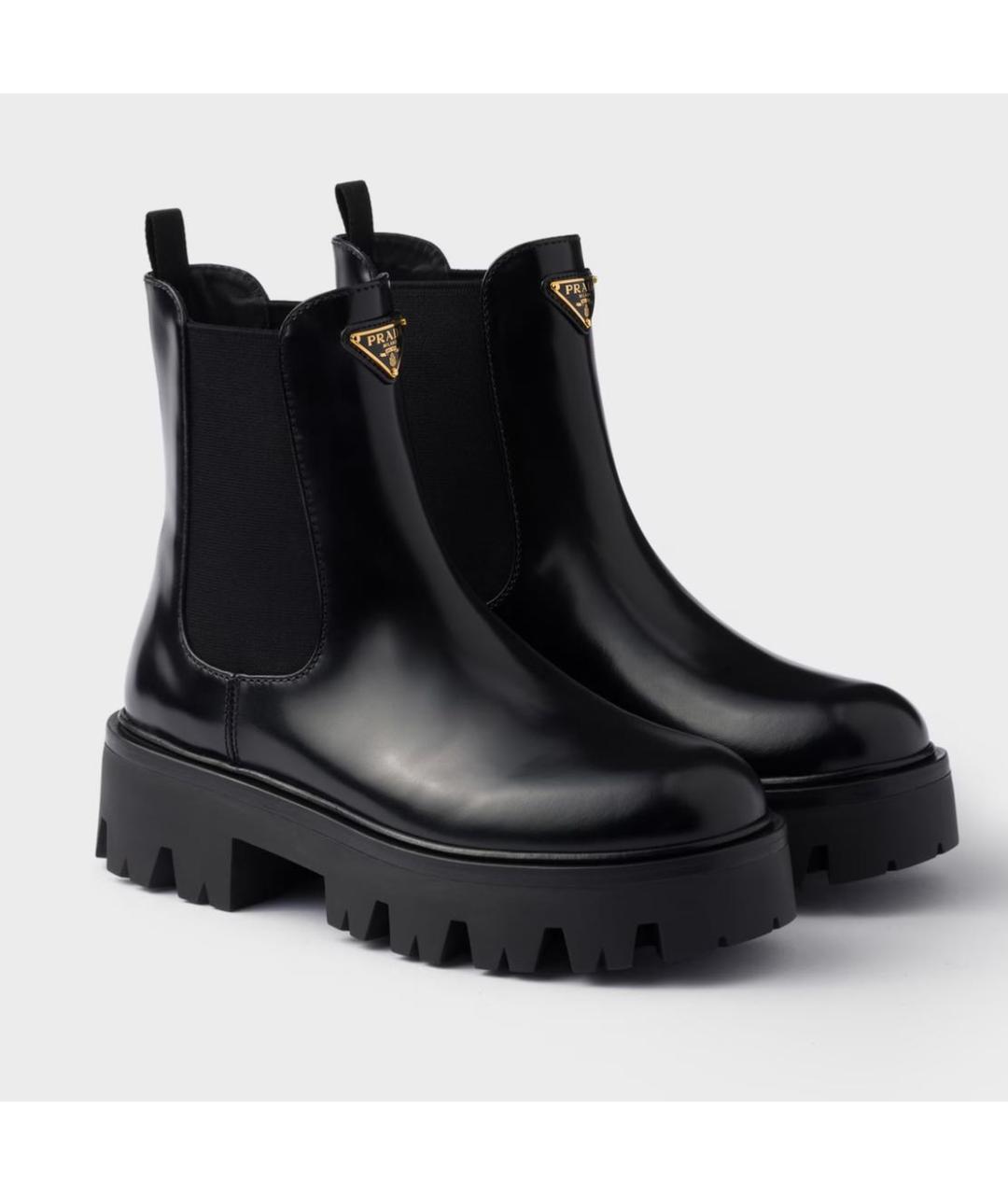 PRADA Черные кожаные ботинки, фото 2