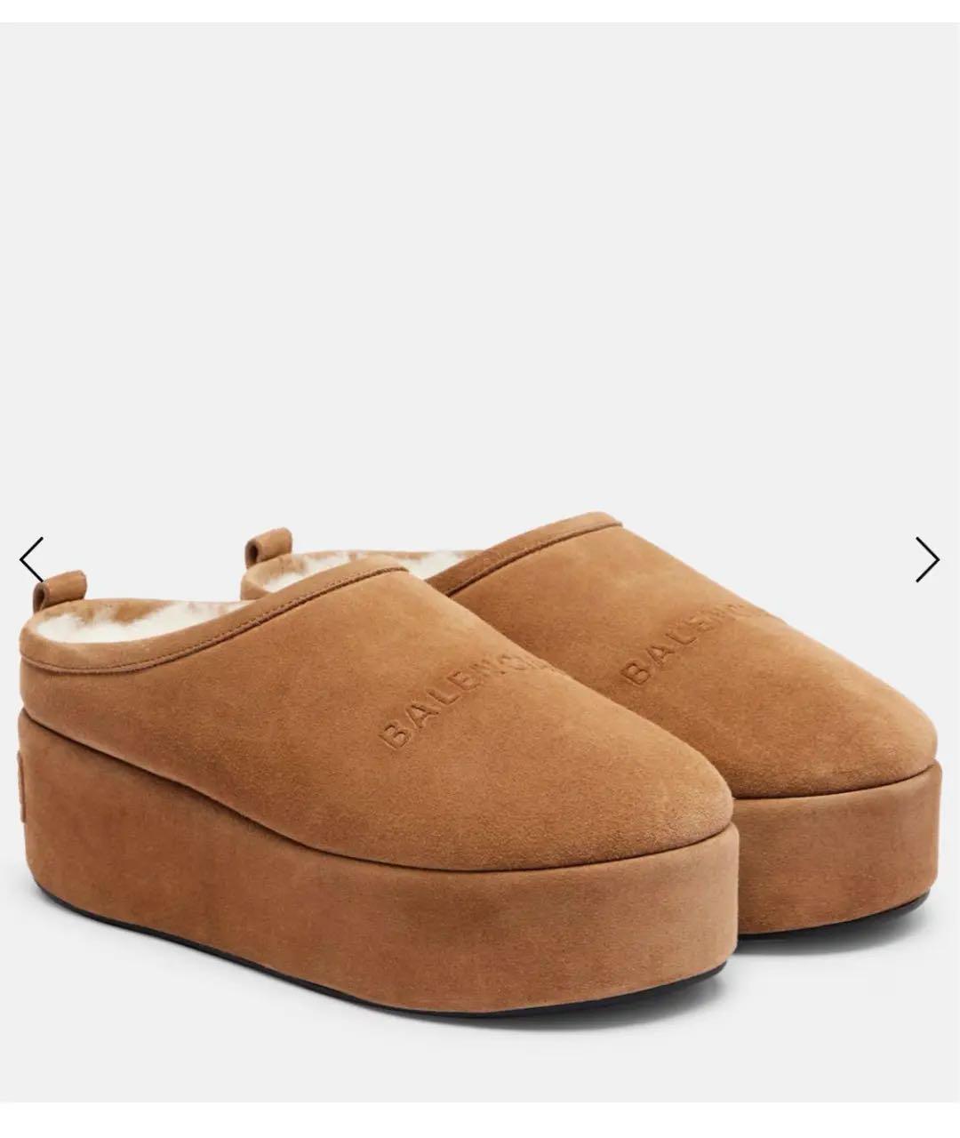 BALENCIAGA Коричневые замшевые сабо, фото 2