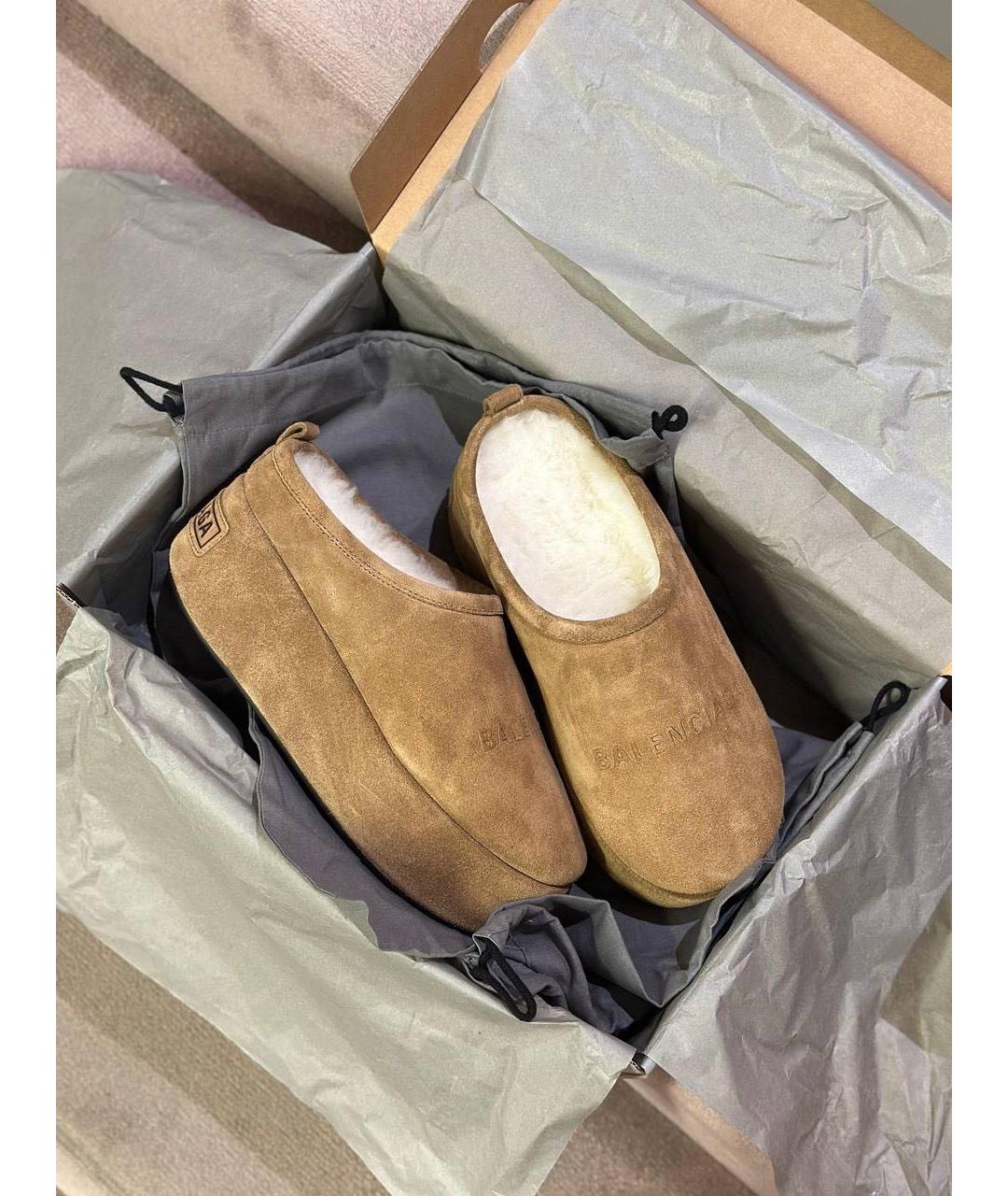 BALENCIAGA Коричневые замшевые сабо, фото 7