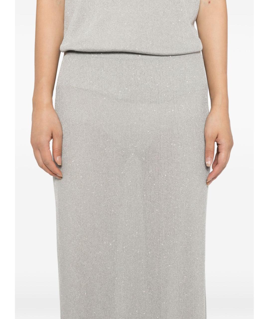 TOM FORD Серебряная юбка макси, фото 2