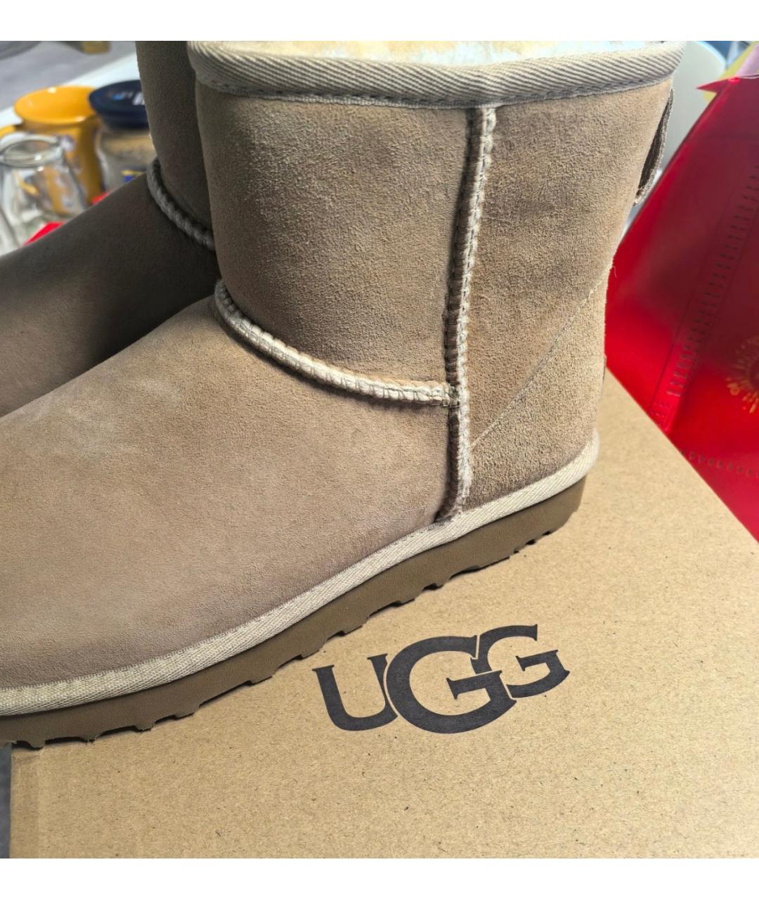 UGG AUSTRALIA Бежевые замшевые ботинки, фото 6