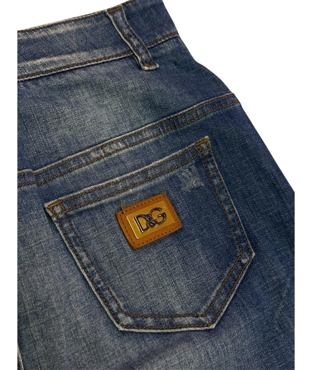 DOLCE&GABBANA Синяя хлопко-эластановая юбка миди, фото 3