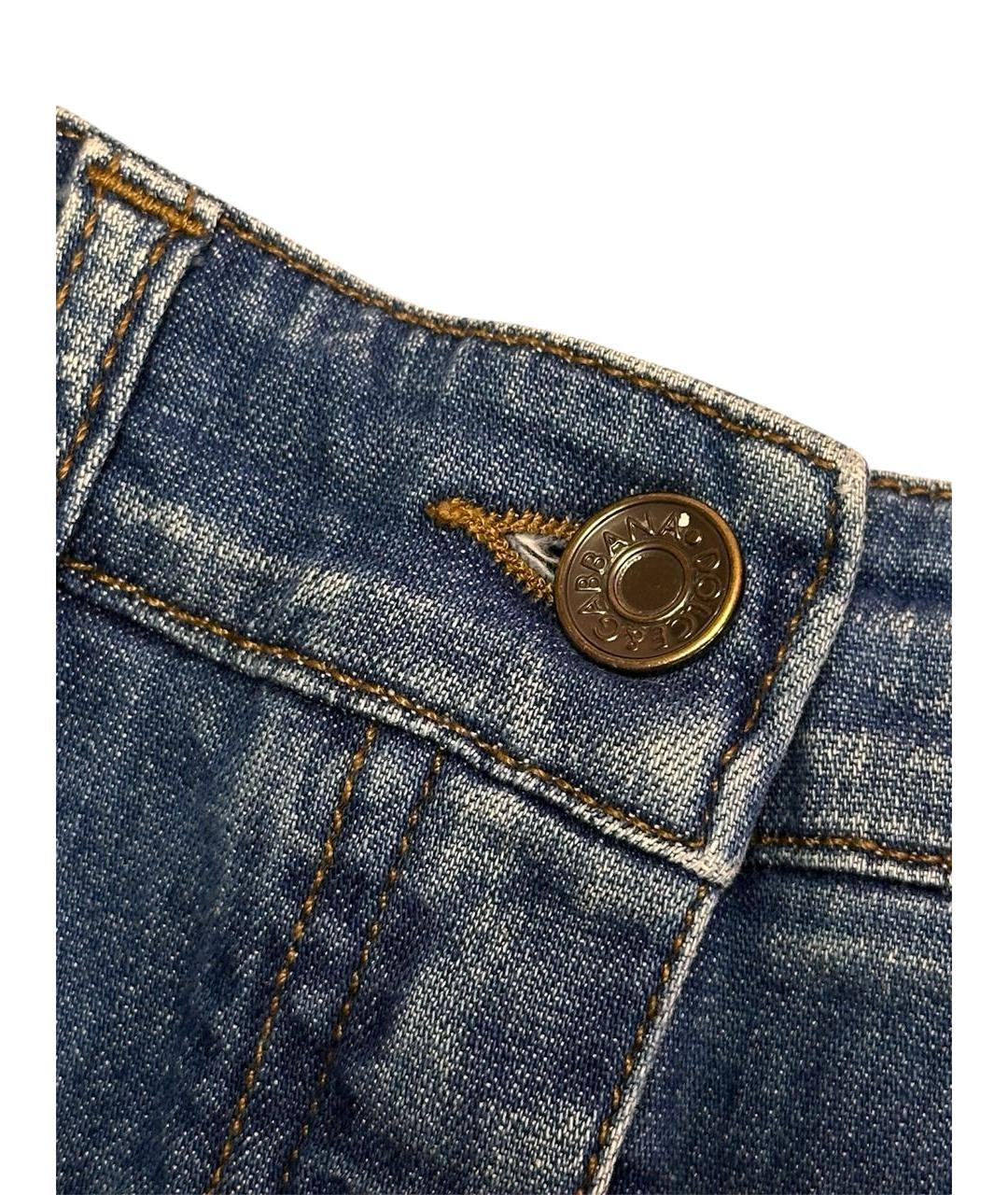 DOLCE&GABBANA Синяя хлопко-эластановая юбка миди, фото 5