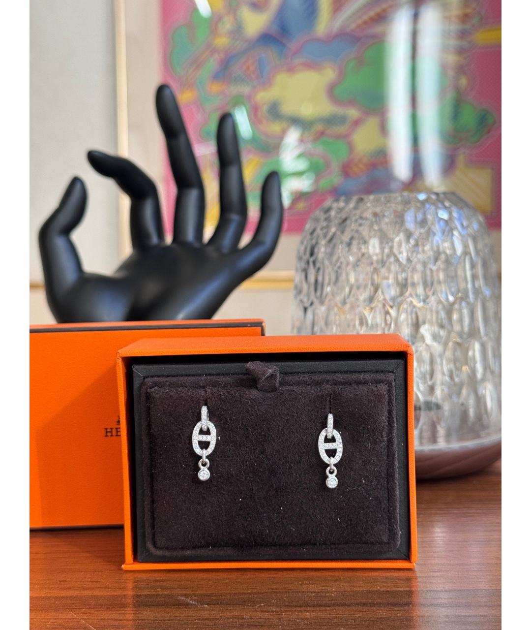 HERMES Серебряные серьги из белого золота, фото 10