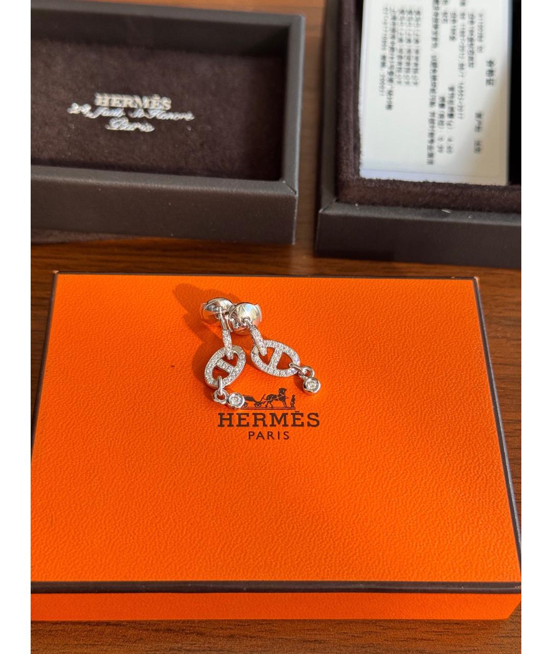 HERMES Серебряные серьги из белого золота, фото 8
