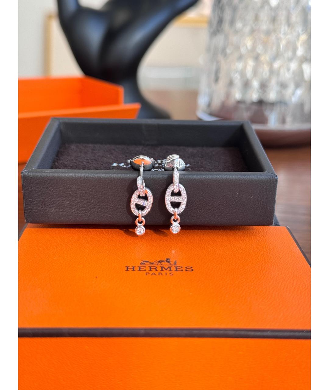 HERMES Серебряные серьги из белого золота, фото 2