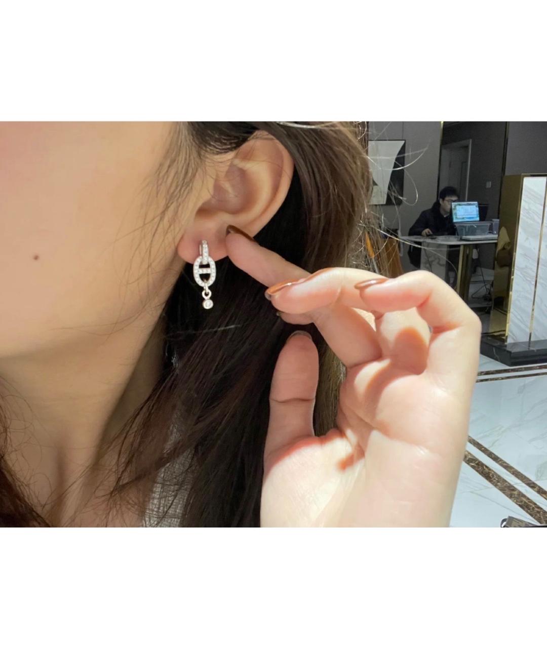 HERMES Серебряные серьги из белого золота, фото 3