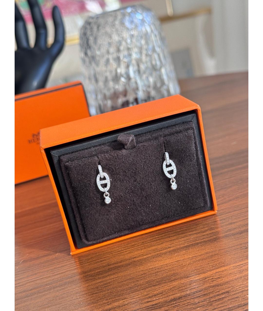 HERMES Серебряные серьги из белого золота, фото 6