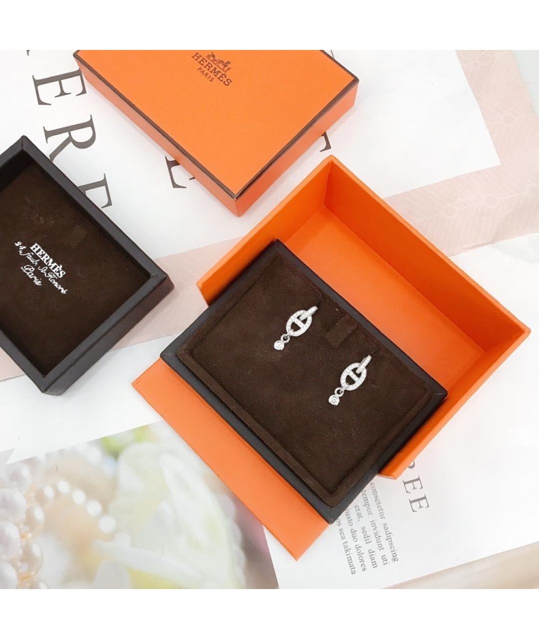 HERMES Серебряные серьги из белого золота, фото 9