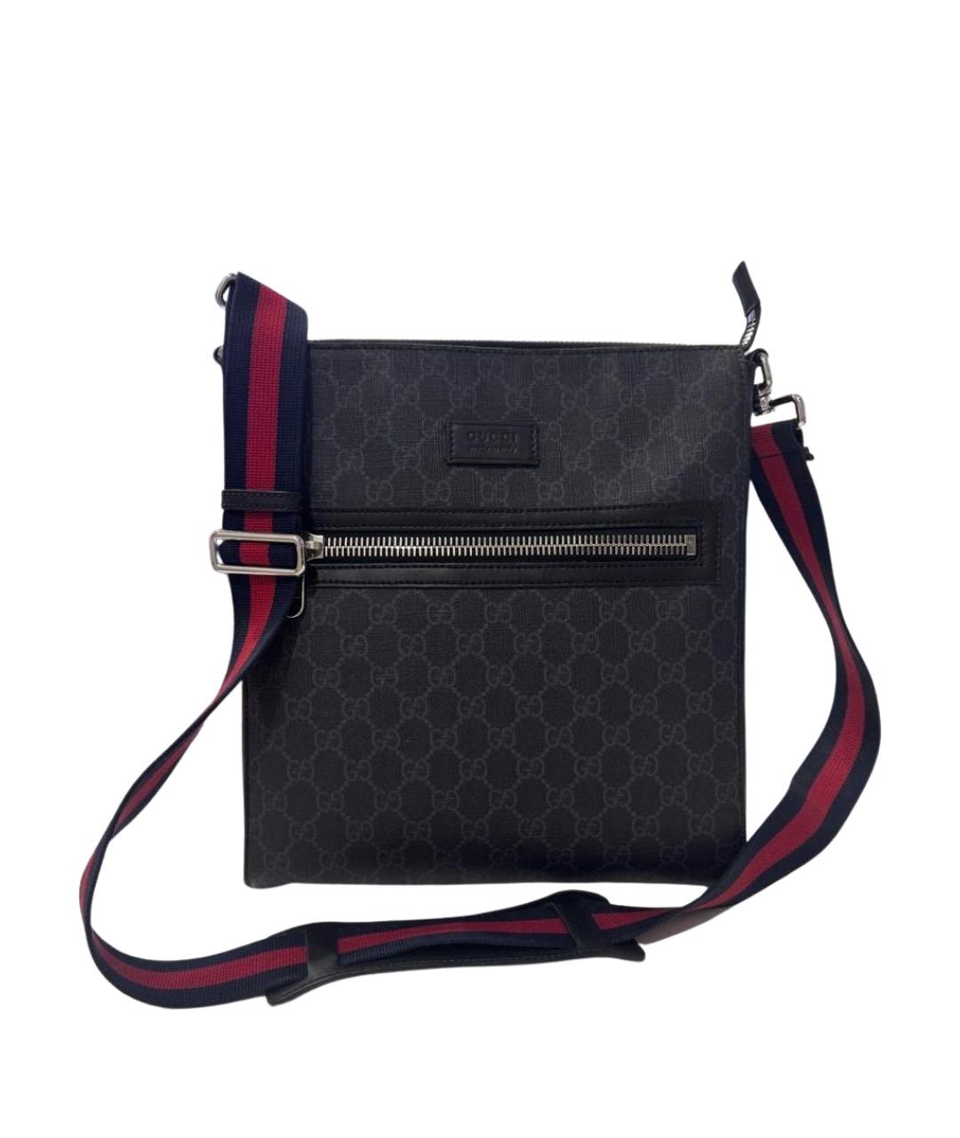 GUCCI Антрацитовая кожаная сумка на плечо, фото 1