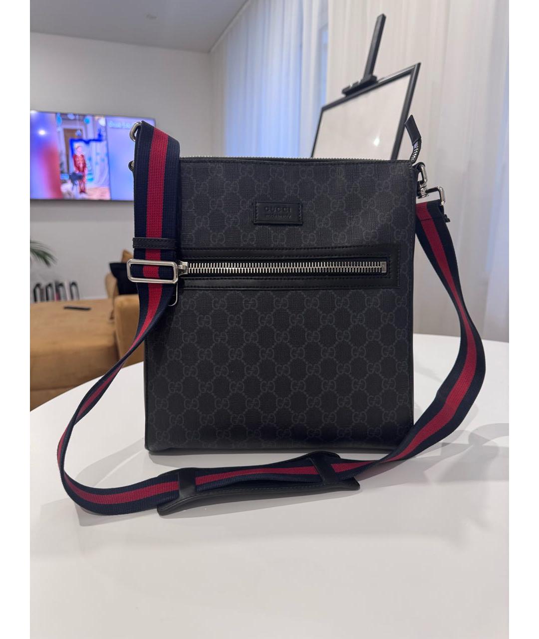 GUCCI Антрацитовая кожаная сумка на плечо, фото 6