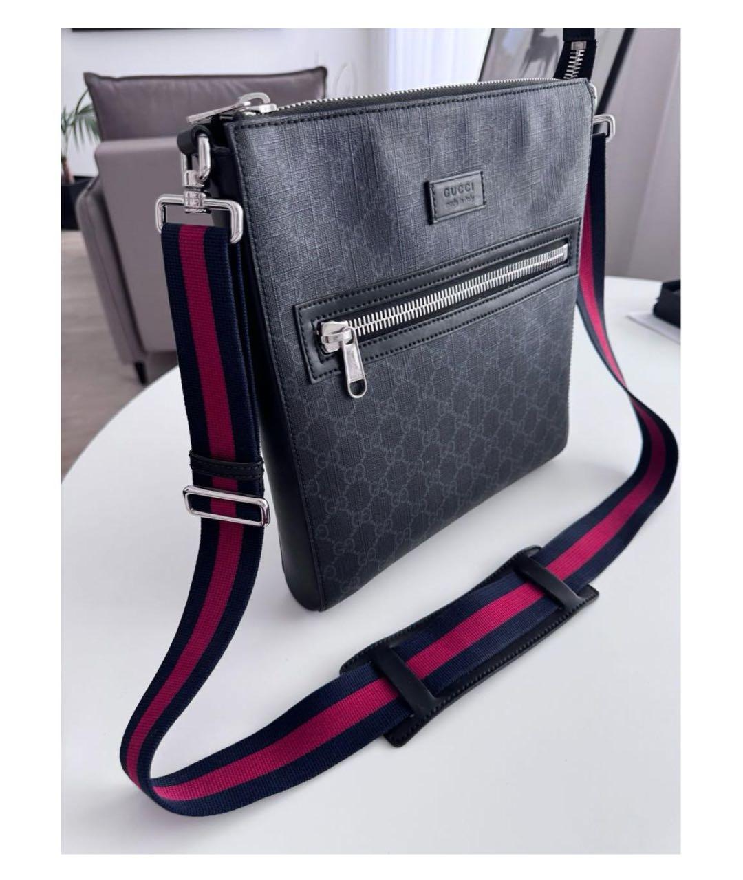 GUCCI Антрацитовая кожаная сумка на плечо, фото 2