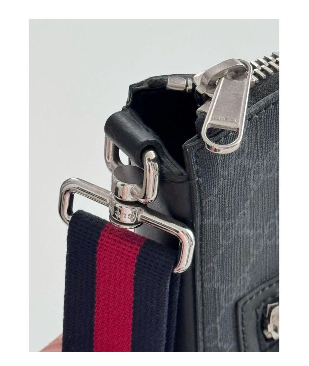 GUCCI Антрацитовая кожаная сумка на плечо, фото 4