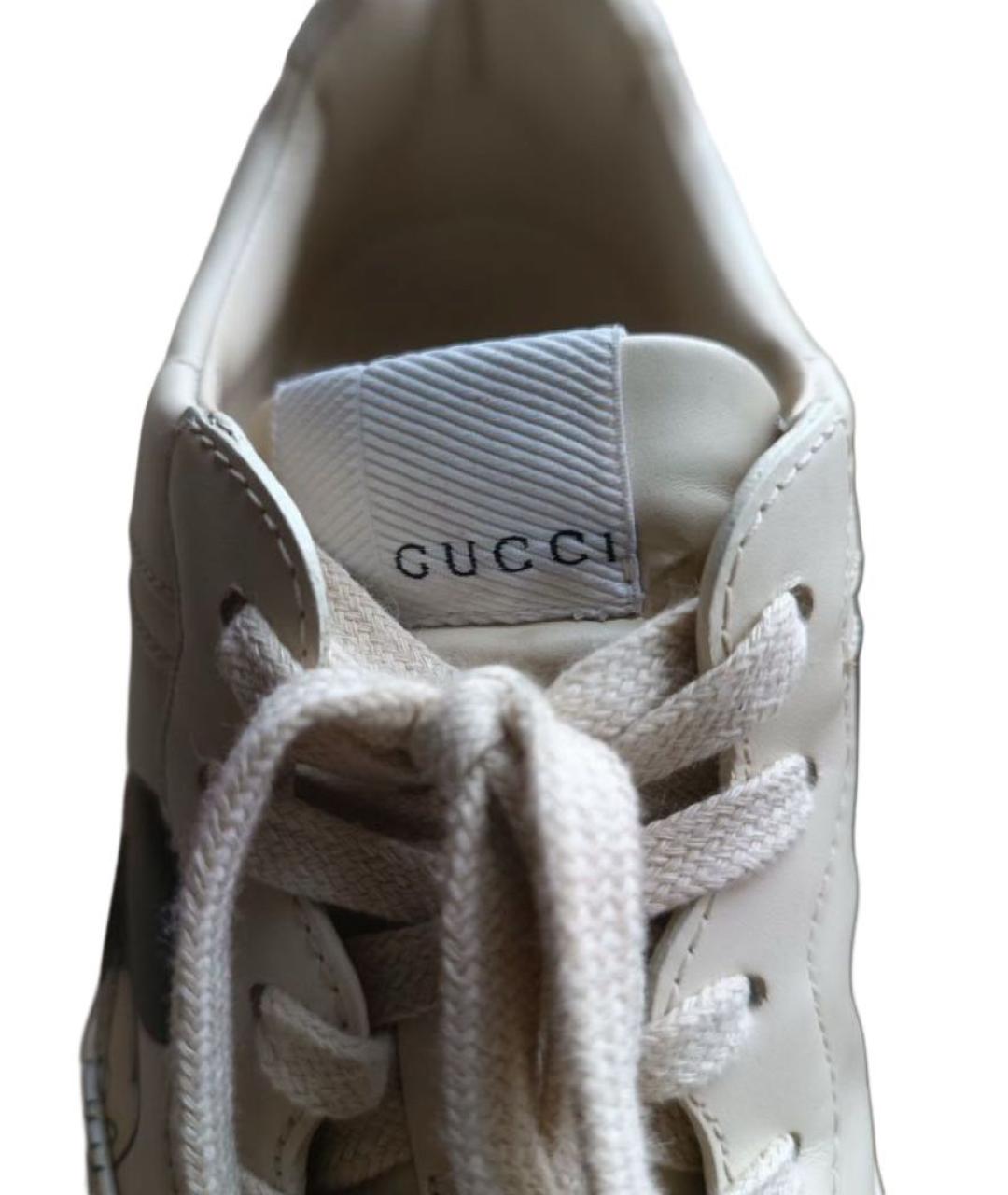 GUCCI Бежевые кожаные кроссовки, фото 4