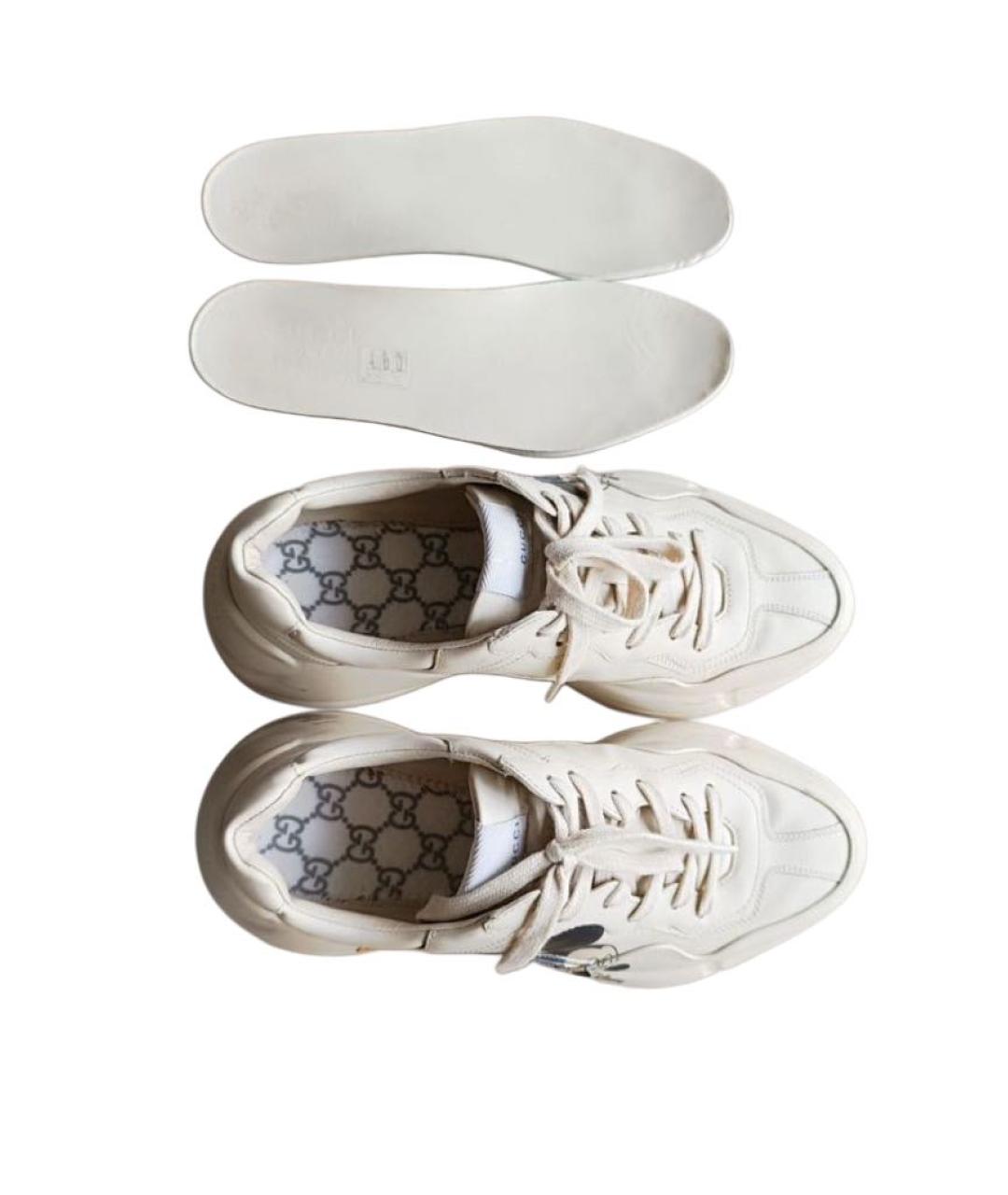 GUCCI Бежевые кожаные кроссовки, фото 5