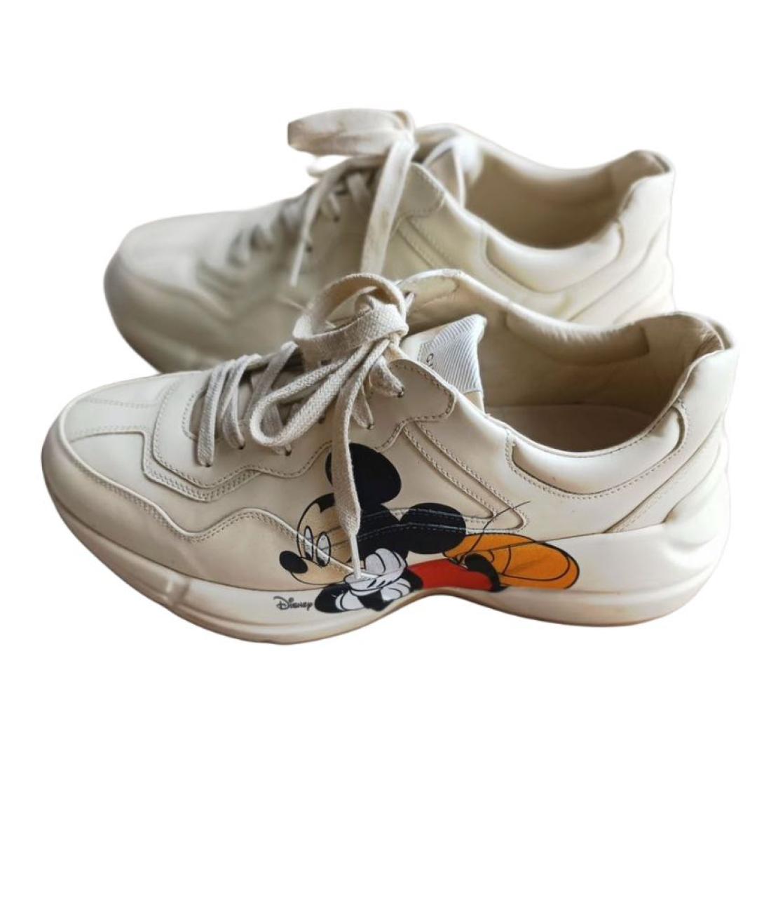 GUCCI Бежевые кожаные кроссовки, фото 2