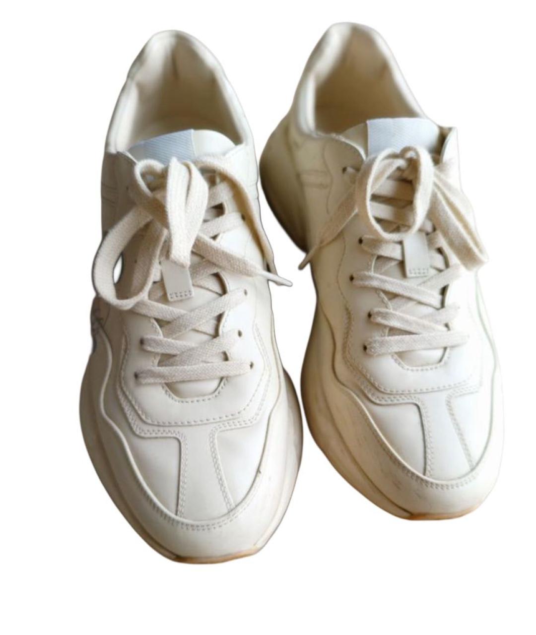 GUCCI Бежевые кожаные кроссовки, фото 3