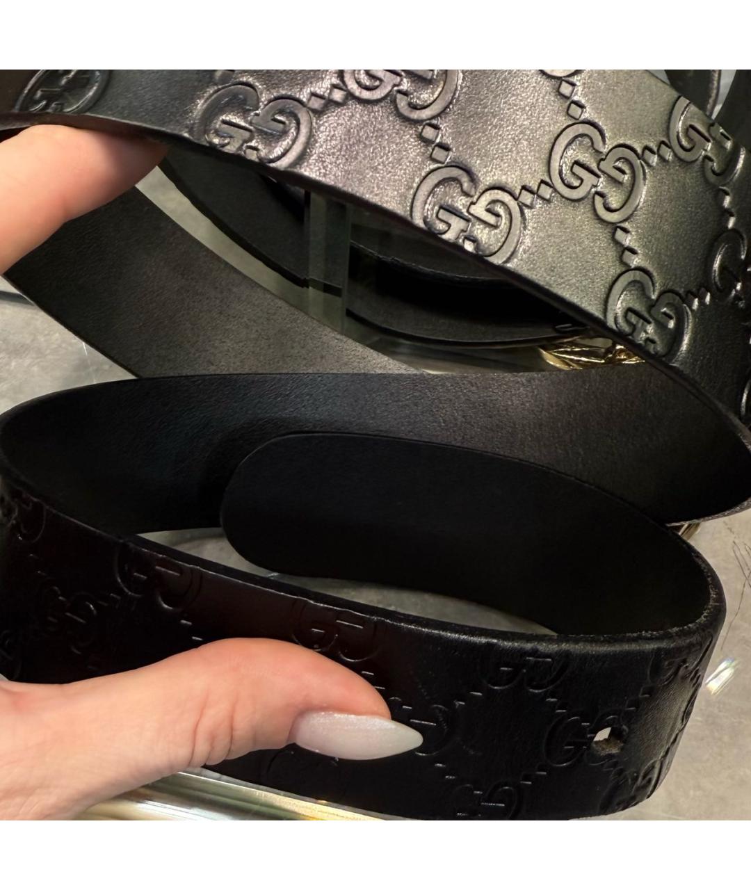 GUCCI Черный кожаный ремень, фото 4