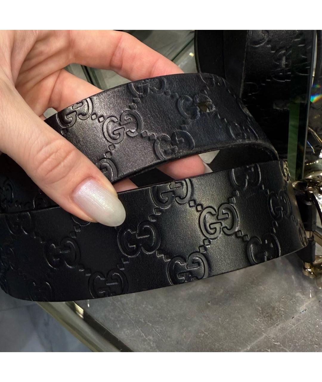 GUCCI Черный кожаный ремень, фото 5