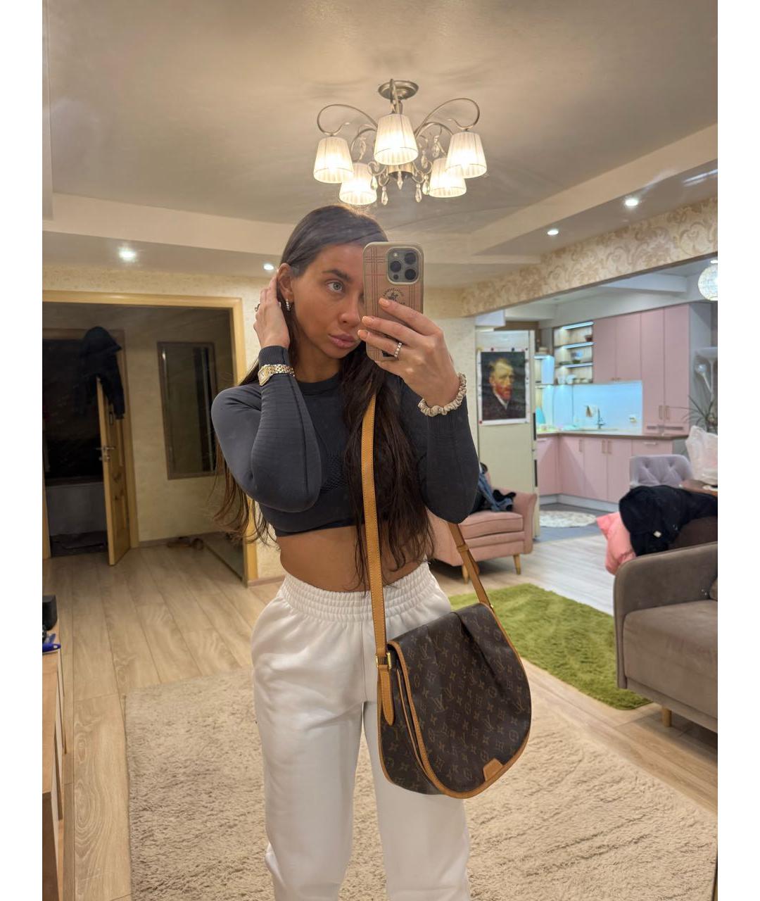 LOUIS VUITTON Коричневая сумка через плечо из искусственной кожи, фото 3