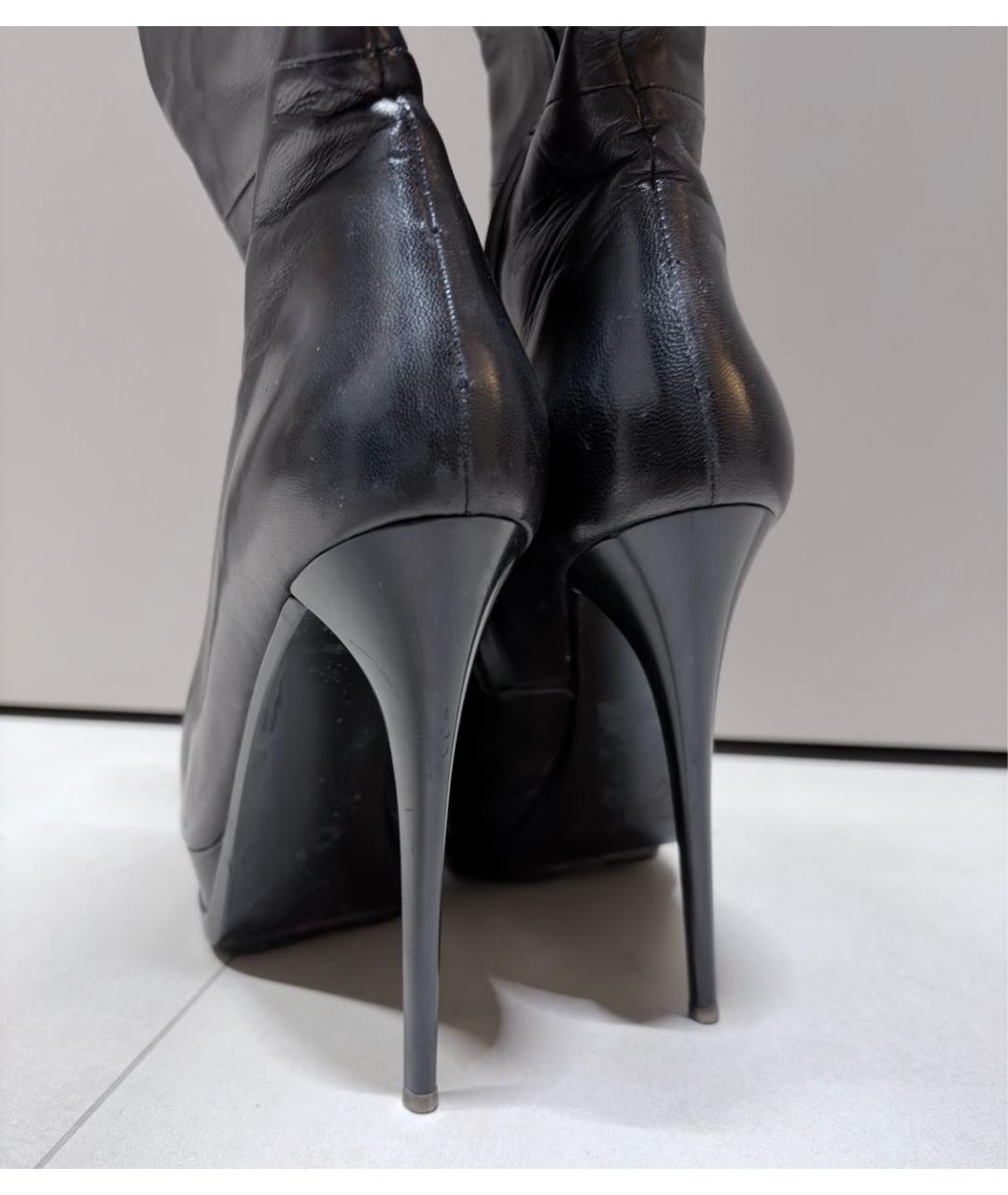 GIAN MARCO LORENZI Черные кожаные сапоги, фото 4
