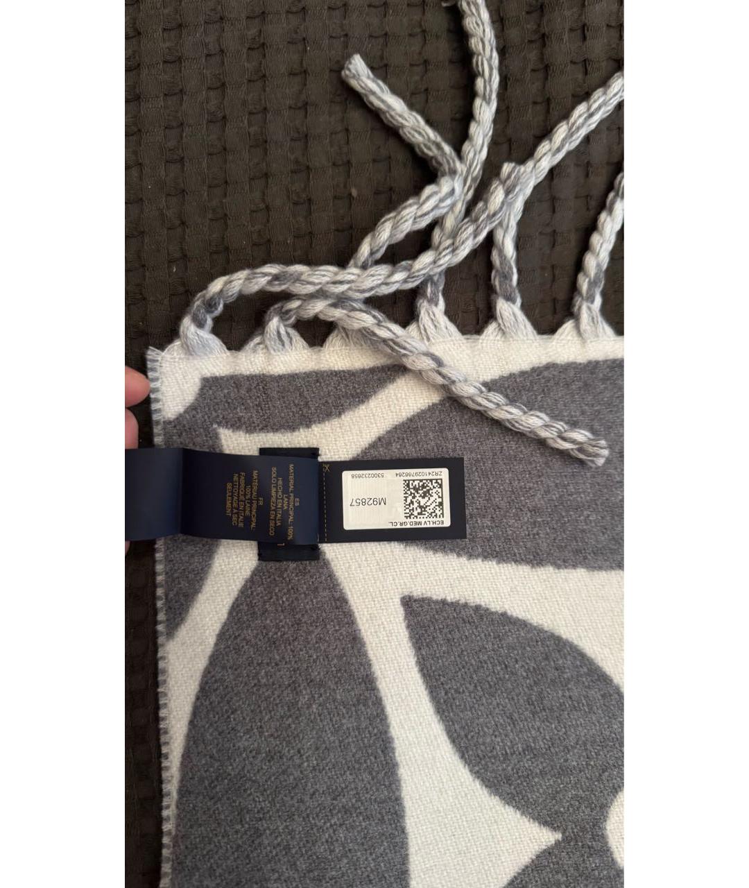 LOUIS VUITTON Серый шерстяной шарф, фото 2