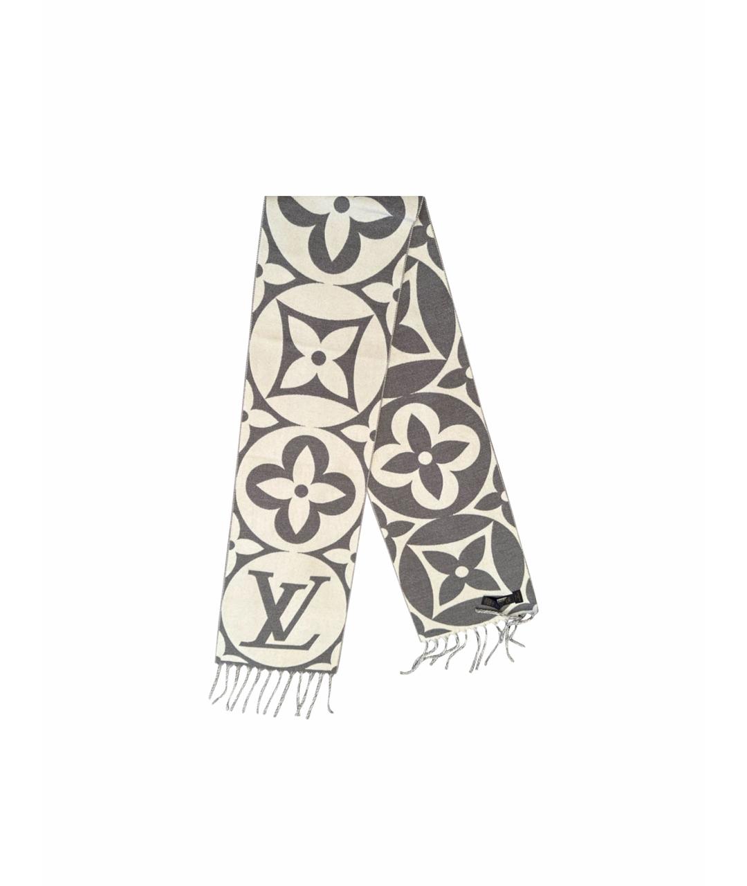 LOUIS VUITTON Серый шерстяной шарф, фото 1
