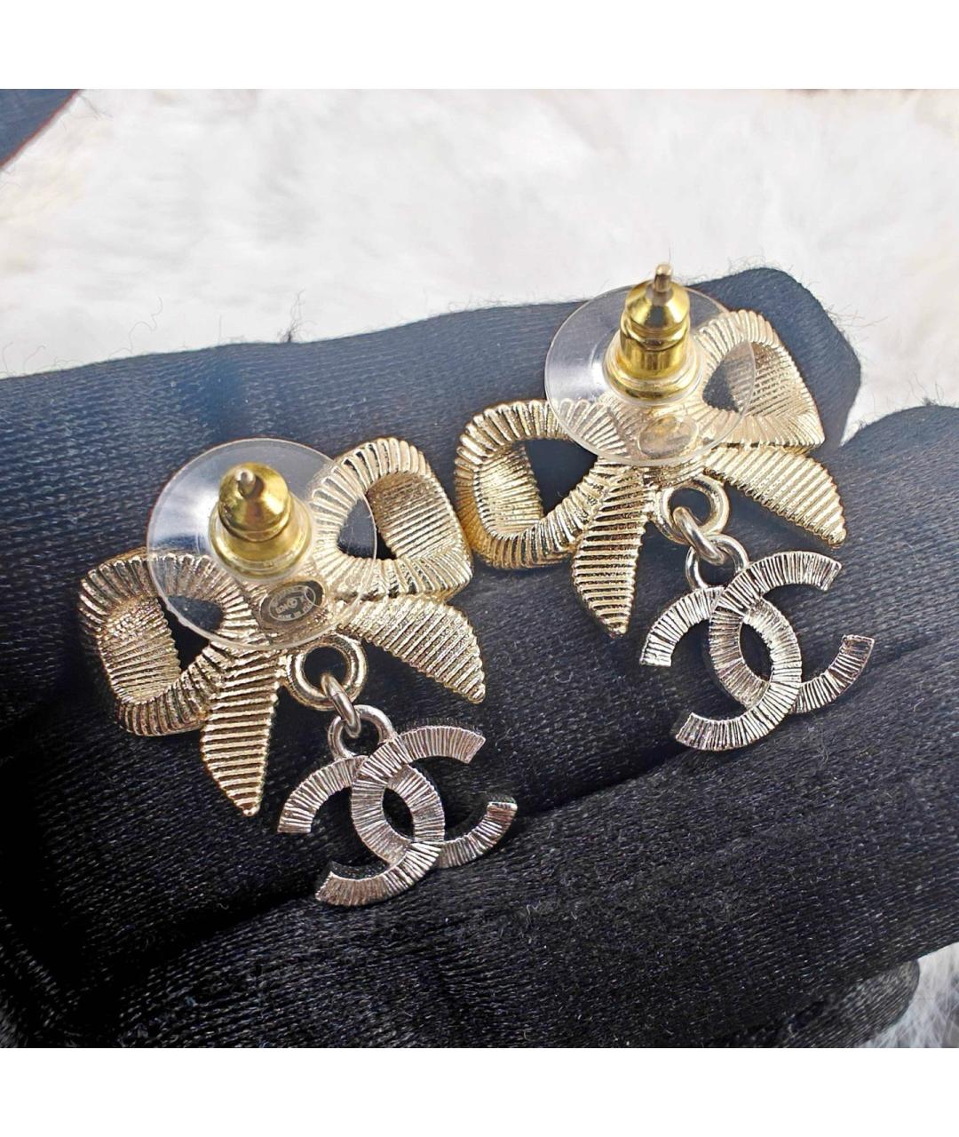 CHANEL Золотые металлические серьги, фото 5