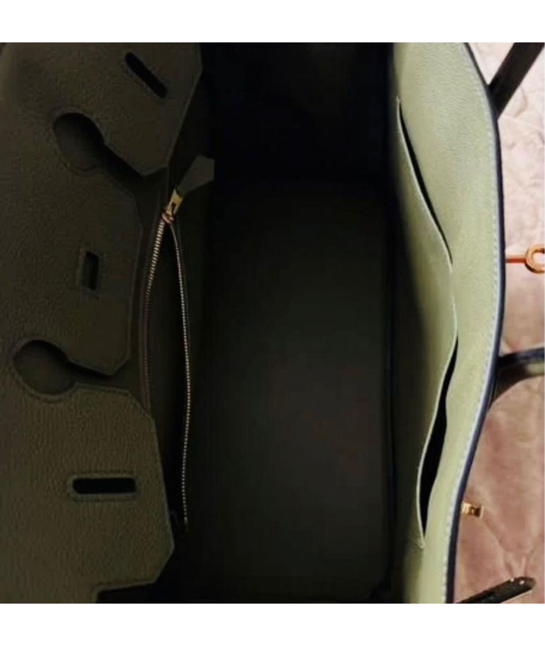 HERMES Зеленая кожаная сумка с короткими ручками, фото 5