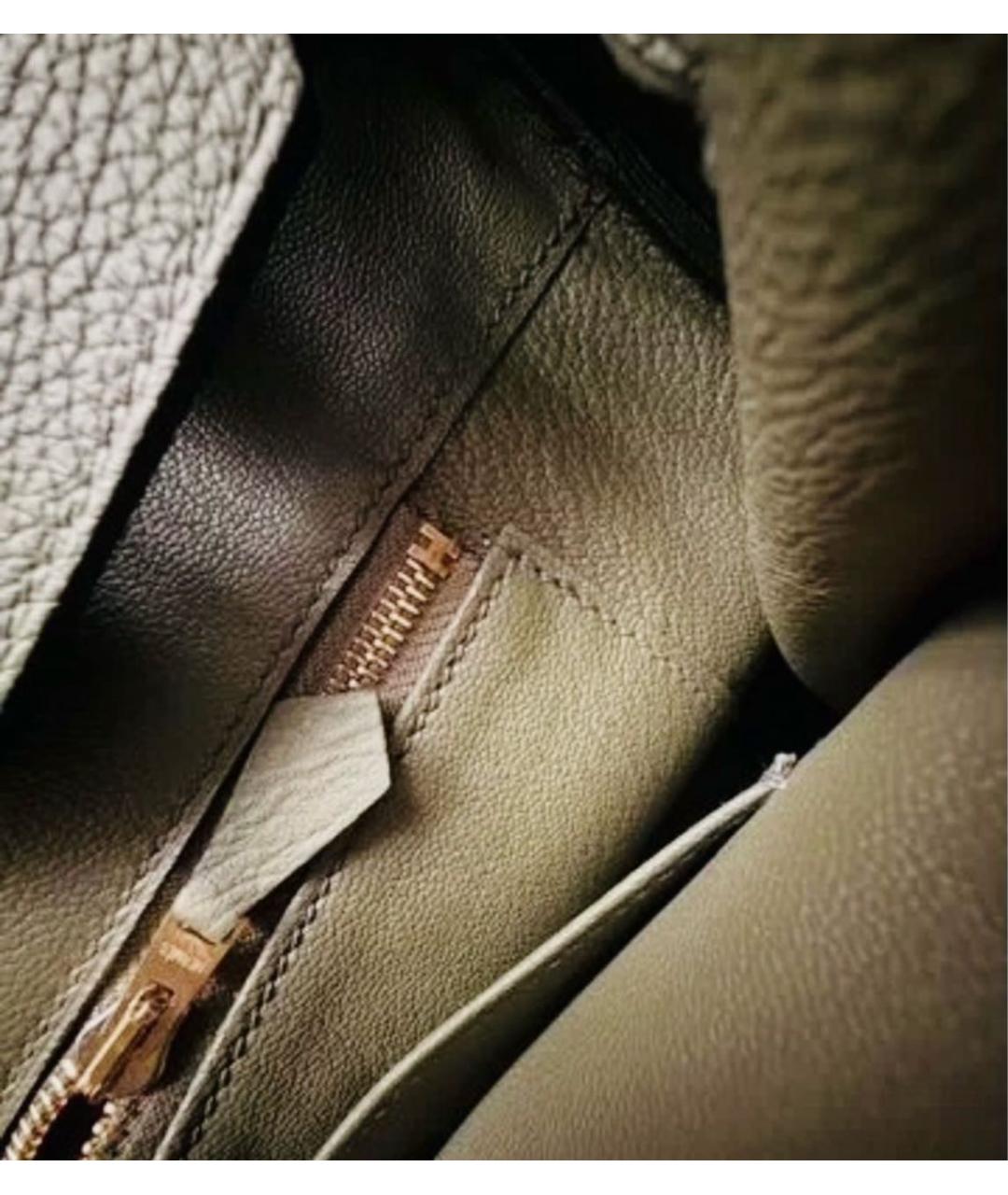 HERMES Зеленая кожаная сумка с короткими ручками, фото 4