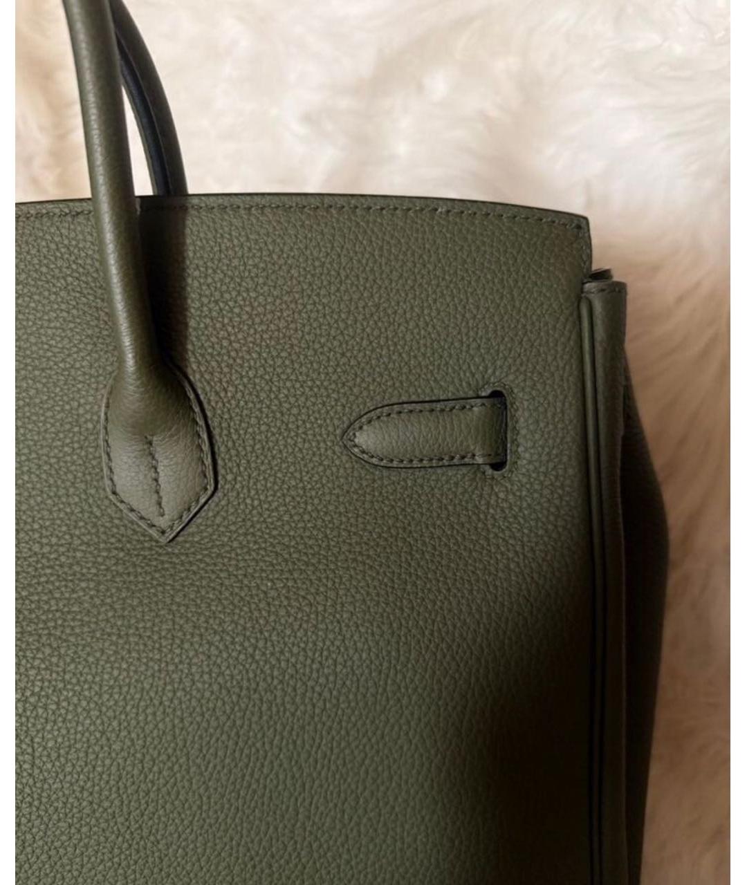 HERMES Зеленая кожаная сумка с короткими ручками, фото 7