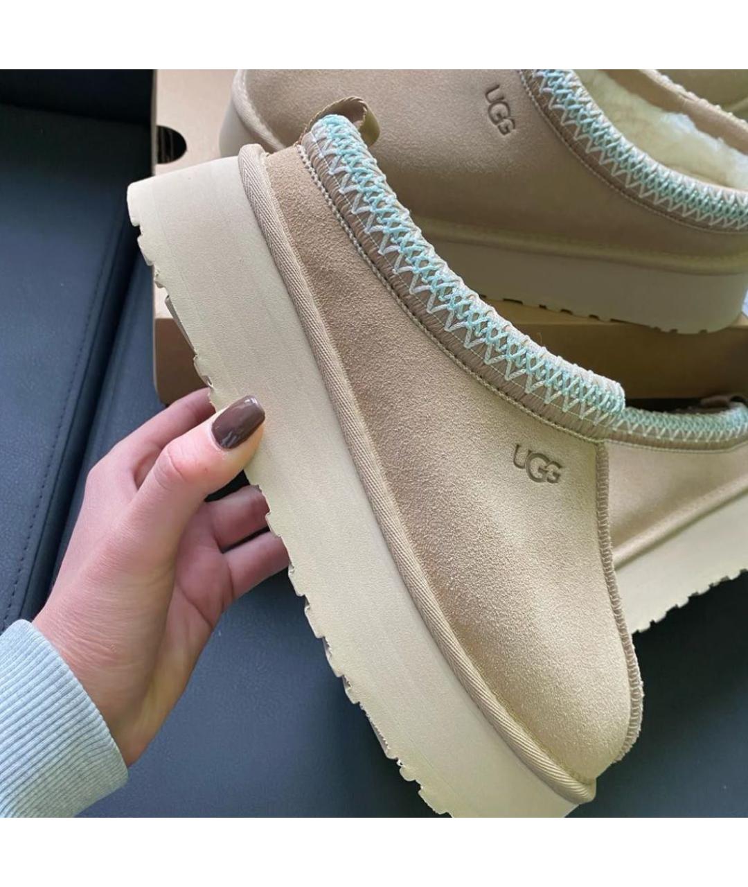 UGG AUSTRALIA Бежевые замшевые сабо, фото 5