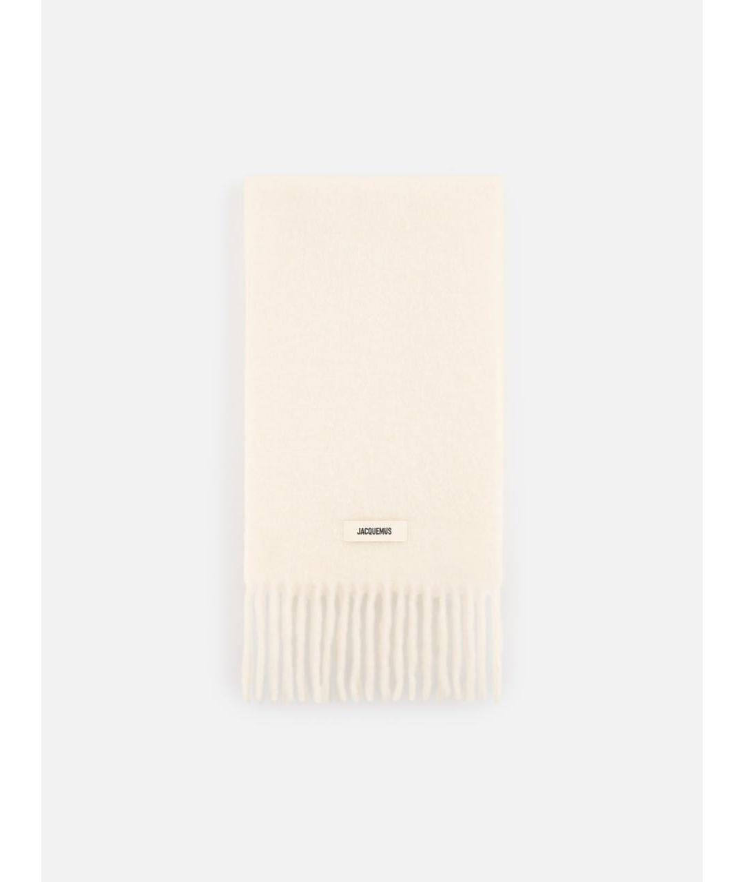 JACQUEMUS Белый шерстяной шарф, фото 4