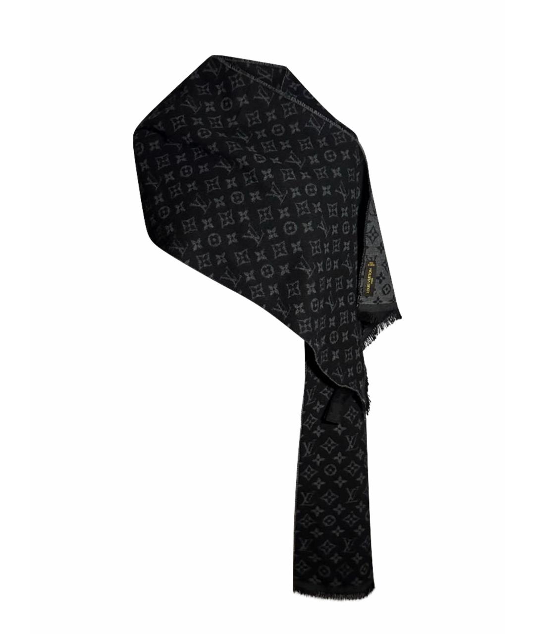 LOUIS VUITTON Антрацитовый шерстяной шарф, фото 1