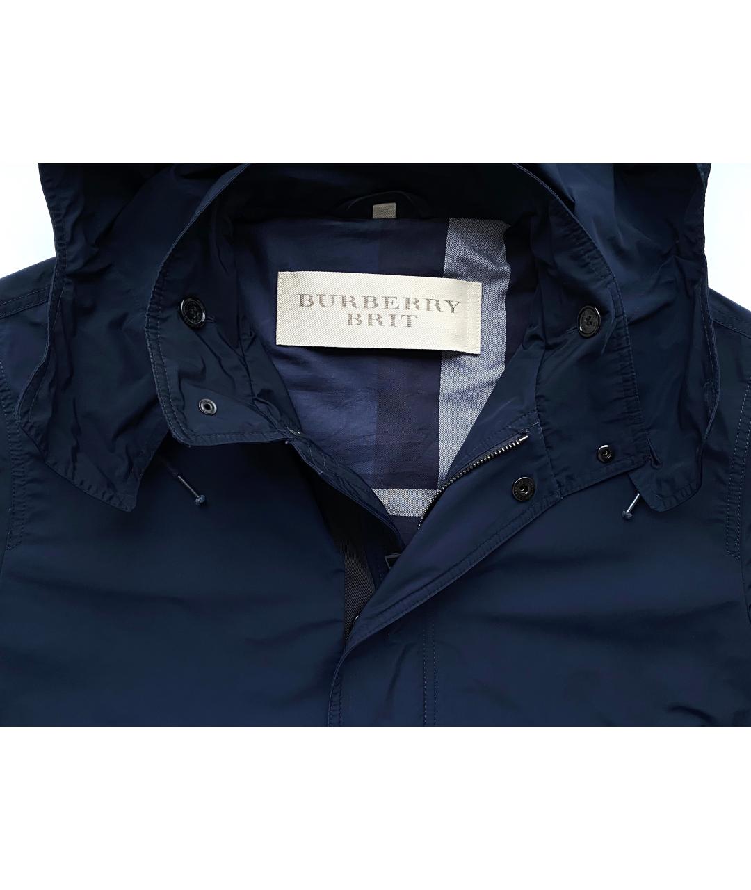 BURBERRY Темно-синяя полиэстеровая куртка, фото 3
