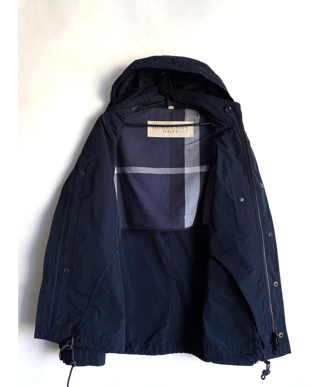 BURBERRY Темно-синяя полиэстеровая куртка, фото 2