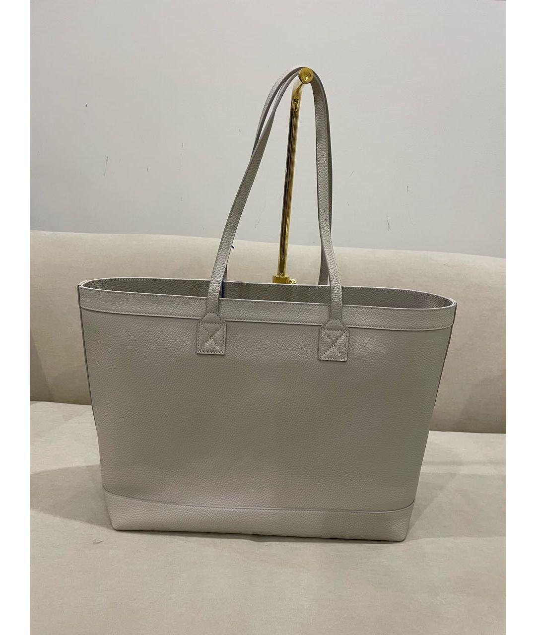 BURBERRY Бежевая кожаная сумка с короткими ручками, фото 3