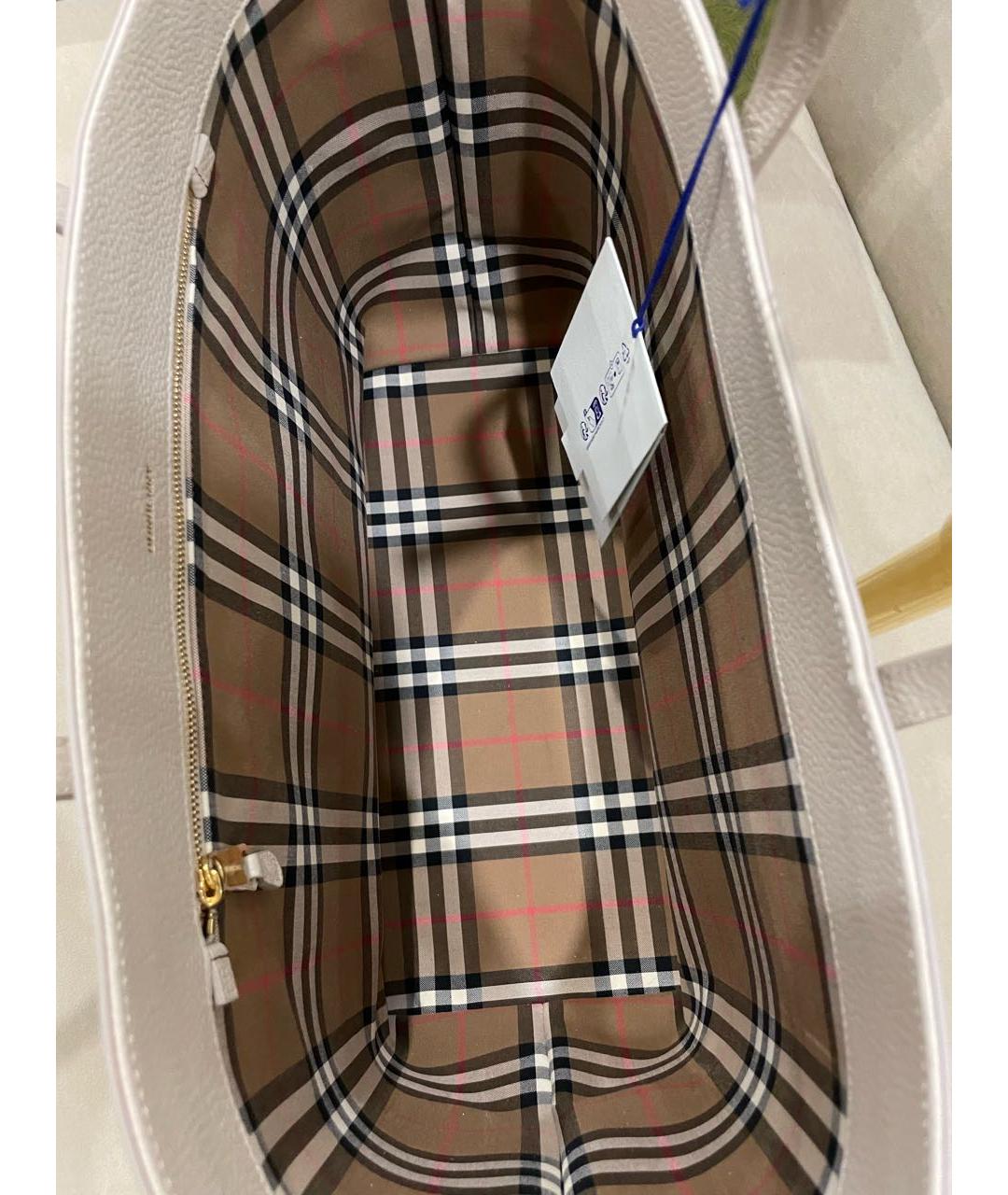 BURBERRY Бежевая кожаная сумка с короткими ручками, фото 4