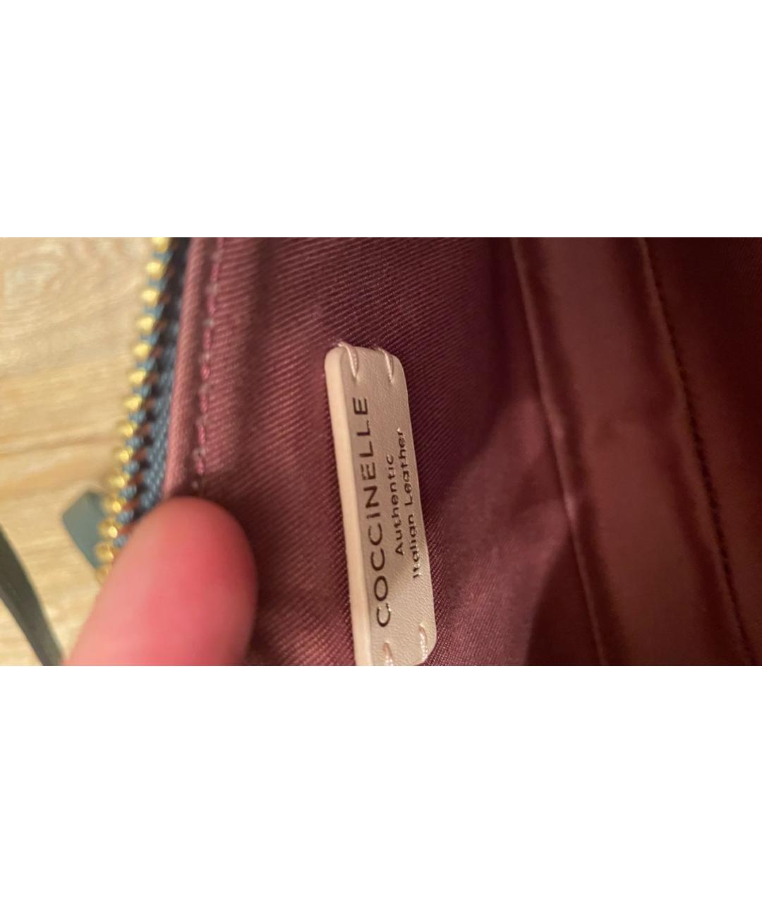 COCCINELLE Зеленая кожаная сумка с короткими ручками, фото 4