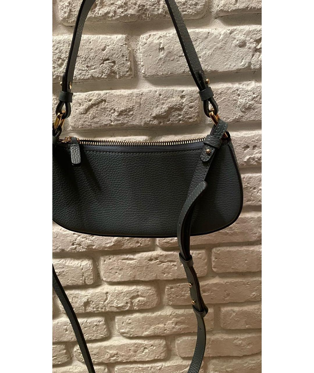 COCCINELLE Зеленая кожаная сумка с короткими ручками, фото 3