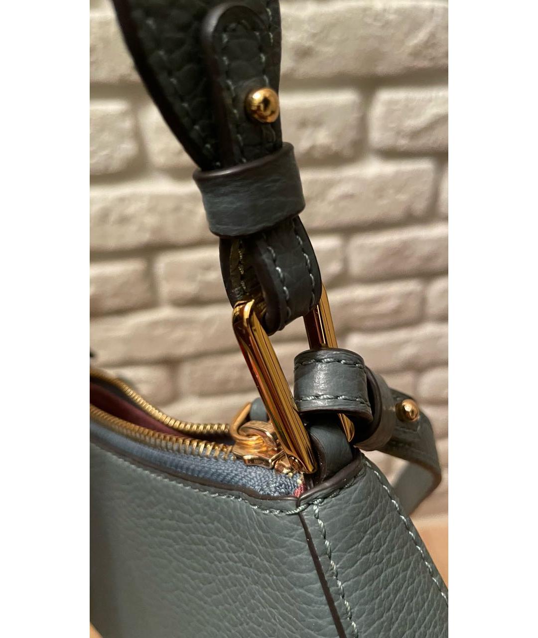 COCCINELLE Зеленая кожаная сумка с короткими ручками, фото 6